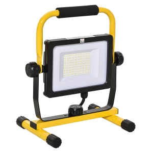 HOMCOM Foco de Trabalho LED 50W Luz de Trabalho Portátil 360° Giratório Impermeável IP65 Iluminação 5000-6000 Lúmens e 5000K Branco para Oficina Garagem Acampamento 27x19x32cm Amarelo Preto