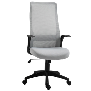 Vinsetto Cadeira de Escritório Ergonômica Giratória com Altura Ajustável Apoio para os Braços e Suporte Lombar Alto Transpirável 62x62x113-122cm Cinza