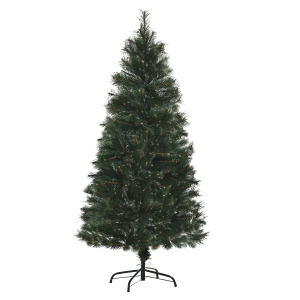 HOMCOM Árvore de Natal 150cm Artificial com 219 Agulhas de Pinheiro de PVC Ignífugo Base Dobrável e Suporte de Aço Montagem Rápida Decoração de Natal para Interiores Verde