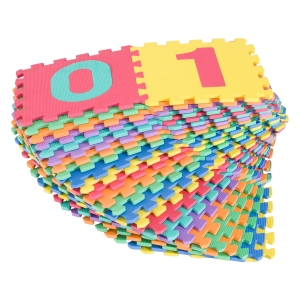 HOMCOM 48 peças Tapete Puzzle para Crianças 31x31x1cm com 26 letras números e tipos de figuras geométricas Tapete macio 4.32㎡