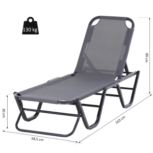 Outsunny Espreguiçadeira reclinável 120 ° - 180 ° para piscinas ou jardins cinza
