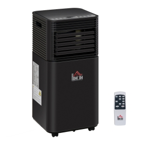 HOMCOM Ar condicionador portátil 4 em 1 desumidificador móvel refrigerador com 2 velocidades de controle remoto tela LED temporizador Preto