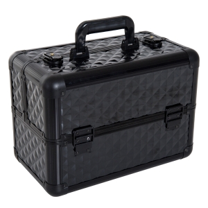 HOMCOM Estojo de Maquilhagem Portátil de 4 Níveis 35,5x20x25,5cm Preto