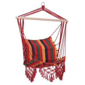 Outsunny Cadeira de rede suspensa de tecido de algodão poliéster Carga de 120 kg Poltrona suspensa para terraço interno ao ar livre 100x60x100 cm Multicolor