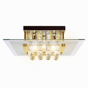 HOMCOM Lâmpada de teto de cristal K9 para lâmpadas G9 máx. 40W Lâmpada de cristal LED moderna para quarto Sala de estar Aço inoxidável 40x40x16 cm