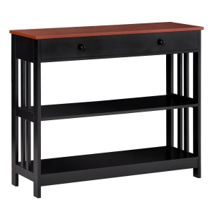 HOMCOM Mesa Consola para Entrada com 1 Gaveta e 2 Prateleiras Abertas Móvel de Entrada Estreito para Corredor Sala de Estar 100x30x80 Marrom Preto