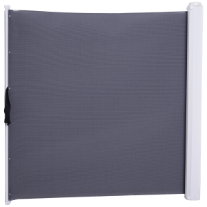 PawHut Barreira de Segurança para Cães e Crianças Extensível Grade Retrátil para Animais de Estimação com Extensão Aço e Tecido de Textilene para Escadas e Portas 5,5-115x5,5x82,5cm Cinza Escuro