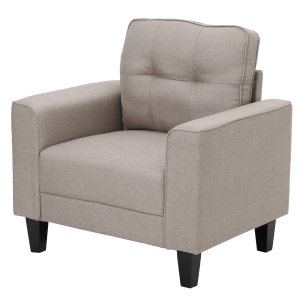 HOMCOM Poltrona de Sala de Estar com Assento Acolchoado e Pés de Madeira de Borracha Poltrona Moderna para Dormitório Escritório 90x72x91cm Bege