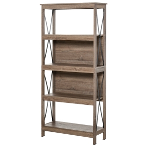 HOMCOM Estante de 4 níveis com laterais reforçadas de metal 78x32,5x167 cm Marrom rústico