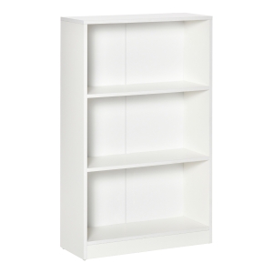 HOMCOM Estante para Livros com 3 Compartimentos de Armazenamento Livros Plantas para Sala de Estar Estúdio Dormitório 62,2x24x102,4cm Branco