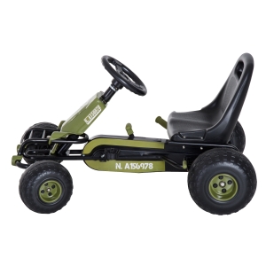 HOMCOM Carro de Pedais Desportivo com Assento Ajustável Embraiagem e Travão para Crianças acima de 3 Anos Carga 35kg 99x65x56cm Quadro de Aço Preto e Verde