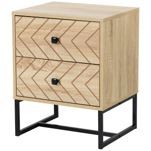 HOMCOM Mesa de Cabeceira cómoda de madeira confortável com 2 gavetas 48x39,5x60cm