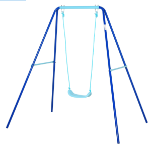 Outsunny Baloiço de Metal para Crianças acima de 3 Anos Conjunto de Baloiço com Assento e Corda Infantil para Pátio Jardim Carga Máx. 30 kg 140x120x170 cm Azul