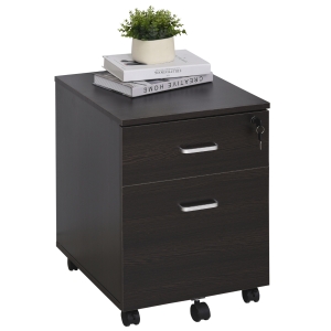 Vinsetto Armário de Arquivo Móvel com 2 gavetas com Fechadura e 5 rodas 40x44x54,6cm Wengué