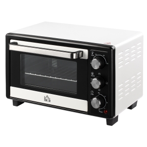 HOMCOM Mini Forno de Convecção 16L com 3 Modos de Aquecimento Temperatura até 230°C Temporizador 60 Minutos Bandeja para Assar e Grade 44x32x28,1cm Branco e Preto