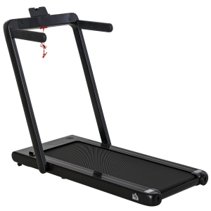 HOMCOM Esteira elétrica dobrável de 1-12km / h portátil com tela de LED controle remoto Bluetooth Rodas de transporte 134x66x107 cm Preto
