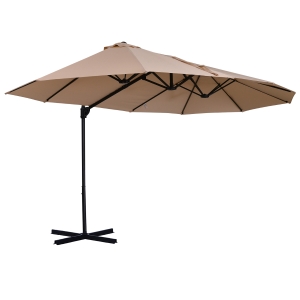 Outsunny Guarda-sol de Jardim Duplo com Manivela 270x440x250 cm Bege