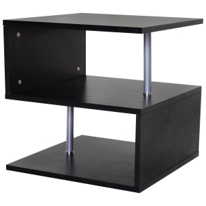HOMCOM Mesa de centro de sala de jantar de forma S com 2 Níveis Abertos Elegante 50x50x50 cm Preto