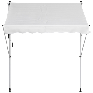 Outsunny Toldo Manual Retrátil 2x1,5m Toldo Portátil Dobrável de Alumínio com Manivela Altura Ajustável para Jardim Terraço Exterior Branco