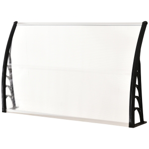Outsunny Marquise para janelas e portas Toldo em policarbonato 5 mm Transparente Proteção contra sol e chuva 150x90x25 cm