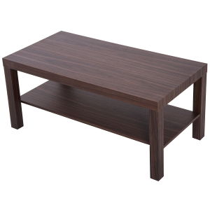 HOMCOM Mesa de Centro Mesa Auxiliar de 2 Níveis para Sala de Estar Sala de Jantar 90x45x40cm Nogueira