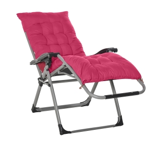 Outsunny Espreguiçadeira dobrável reclinável com almofada removível e acolchoado de textilene para pátio praia jardim Carga 150 kg 90x65x110 cm Vermelho