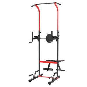HOMCOM Estação de musculação multifuncional dobrável banco acolchoado Altura ajustável em 6 níveis 94x174x180-230 cm Preto e vermelho
