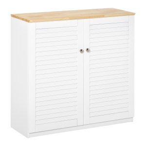 HOMCOM Aparador de 2 Portas Desenho de Persiana com Prateleira Ajustável Armário Auxiliar de Armazenamento Moderno para Sala de Estar Dormitório 80x30x78,5cm Branco