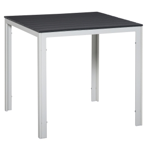 Outsunny Mesa de jardim quadrada com estrutura de metal Mesa de jantar ao ar livre Mesa lateral máx. 50 kg 78x78x74 cm Branco Cinza Escuro