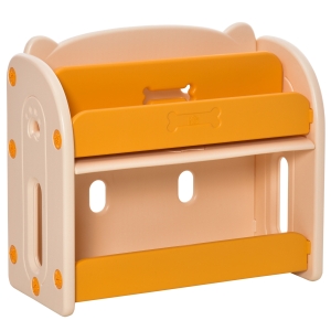 HOMCOM Estante Infantil de Brinquedos e Livros para Crianças com 2 Prateleiras e Caixa de Armazenamento com Tampa Dobrável para Habitação Infantil 70x33x62,5cm Amarelo