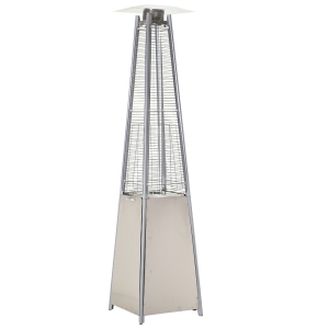 Outsunny Aquecedor a Gás para Exterior Pirâmide 10,5KW Aquecedor de Exterior de Propano Aço Inoxidável com Funda Protetora Regulador Mangueira e Rodas Ø49,5x227cm Prata