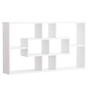 HOMCOM Estante de parede decorativa Conjunto de 8 estantes para CDs Estantes Flutuantes Cubos Modernos 85x14,5x47,5cm Carga 20kg Madeira