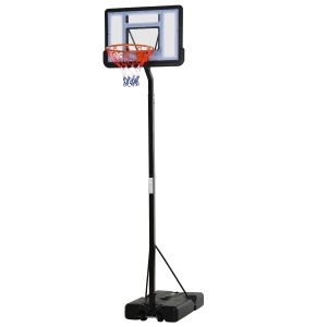 HOMCOM Tabela de basquetebol com suporte portátil Aro de cesta ajustável em altura base recarregável para crianças e adultos 86x153x250-350 cm Preto
