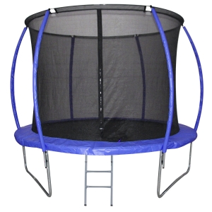 HOMCOM Trampolim de Jardim Φ244cm Trampolim para Crianças e Adultos cm Rede de Segurança Cobertura nas Bordas e Escada para Exterior Azul