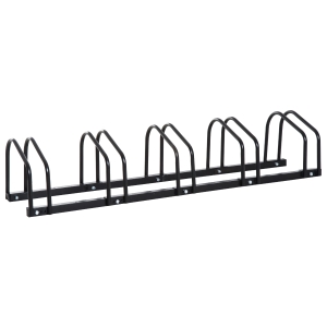 HOMCOM Estacionamento para 5 Bicicletas Suporte de Aço para Estacionar Bicicletas no chão para Interior e Exterior 130x33x27cm Preto