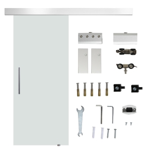 HOMCOM Porta de Correr com Cristal Porta de Correr de Vidro 102,5x205cm Acetinado
