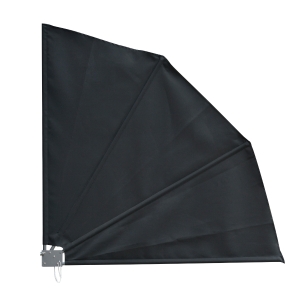 Outsunny Toldo lateral dobrável para varanda 120x120 cm em formato de leque de alumínio com suporte de parede para terraço e pátio cinza escuro