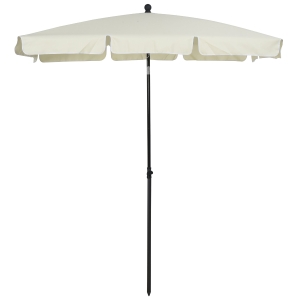 Outsunny Chapéu de Sol Retangular de Jardim 198x130x240cm Chapéu de Sol de Alumínio com Função de Inclinação para Terraço Pátio Exterior Creme