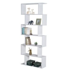 HOMCOM Estante de 6 prateleiras para Sala de jantar Sala de estar Design moderno Suporte de parede 80x23x192cm Madeira