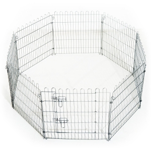 PawHut Parque para Animais de Estimação com 8 Paineis 63x91cm Cerca para Animais de Estimação com Porta com Trava para Jardim Pátio Exterior Prata