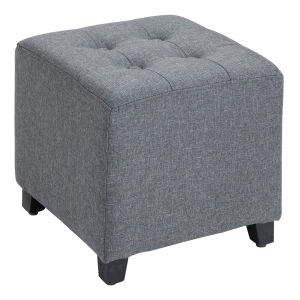 HOMCOM Banco Otomano Baixo Acolchoado Apoio para os pés com Pernas de Madeira Maciça 35x35x35 cm Cinza