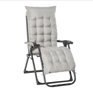 Outsunny Espreguiçadeira reclinável dobrável com almofada removível acolchoado de textilene para pátio jardim praia Carga 150 kg 90x65x110 cm Cinza
