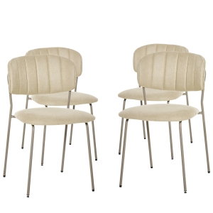 HOMCOM Conjunto de 4 Cadeiras de Sala de Jantar Empilháveis com Pés de Metal Estilo Moderno Nórdico para Cozinha Bar Restaurante Carga Máx. 100kg 49,5x55x81cm Bege