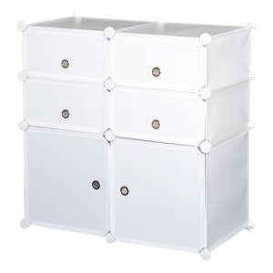 HomCom Armário Modular Móvel Organizador com 4 plateleiras Plástico 75x37x73cm Branco