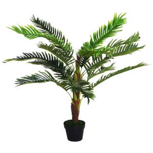 Outsunny Cycas Artificial 123cm con Cañas Naturales Árbol Planta Decorativa Sintética con Maceta Casa Terraza Jardín Decoración