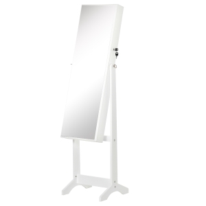 HOMCOM Armoire à bijoux sur pied avec miroir inclinable blanc