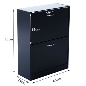 HOMCOM Meuble à Chaussures 60 x 24 x 80 cm en Bois Noir
