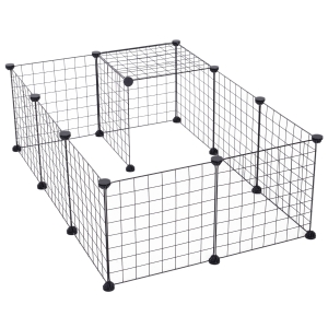 Pawhut Cage parc pour animaux domestiques L 106 x l 73 x H 36 cm bords arrondis fil métallique noir 55