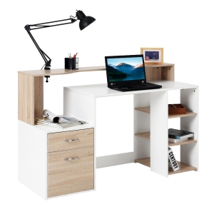 Homcom Bureau Informatique Multi-Rangements Beige 104 x 55 x 92 cm