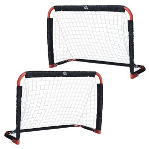 Set de 2 mini cages de football pliables avec filet rouge noir